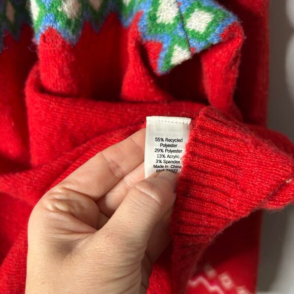 Croft & Barrow Fair Isle Mock Neck Knit Sweater Women's 3X Red Holiday Nordic - Picture 6 of 7
